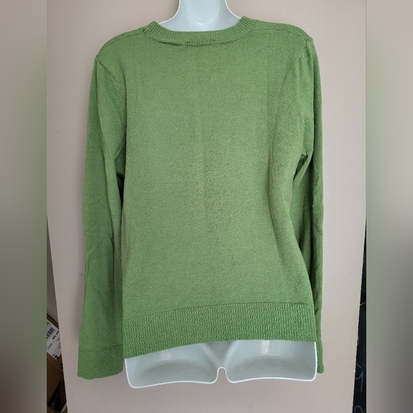 Valerie Stevens Green Crewneck Sweater Lightweight Knit Size Large - Picture 2 of 4